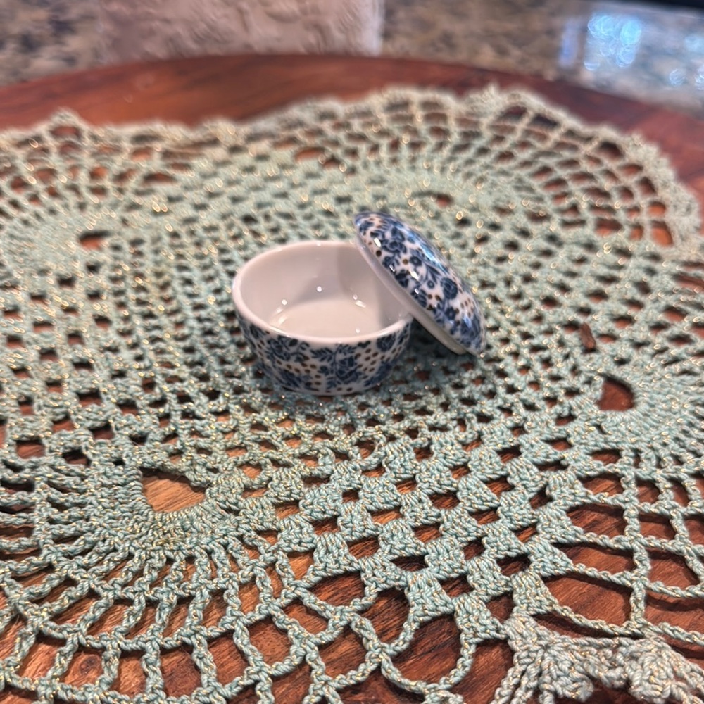 Blue and White Ceramic Trinket Box